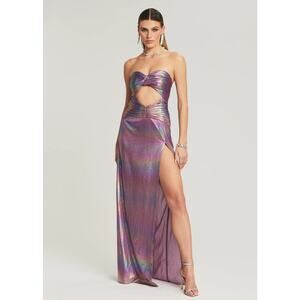 NWT Retrofête Women’s Soleil Strapless Side Slit Maxi Dress Lilac Aurora Size S